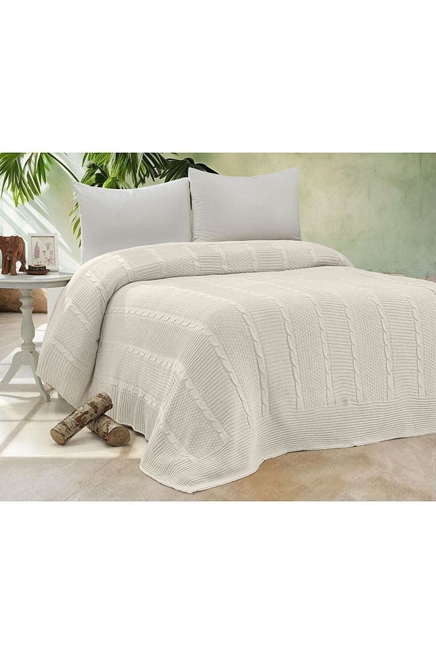 Erguvan Triko Yatak Örtüsü 210 X 240 (KEMİK) - 1