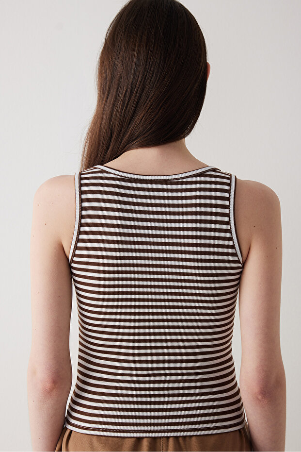 FT Rib Basic Stripe Çok Renkli Cami Atlet - 4