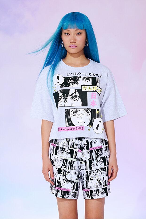 Active Anime Patterned T-Shirt-anime Collection