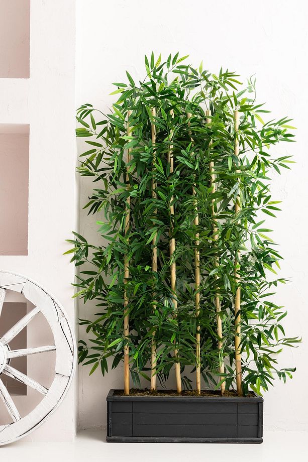 Yapay Bambu Seperatör Ahşap Antrasit Saksı 175 Cm - 3