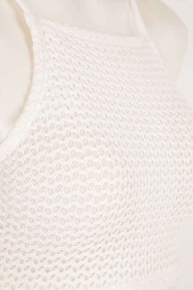 Beyaz Maple Halter Yaka Bikini Üstü - 6
