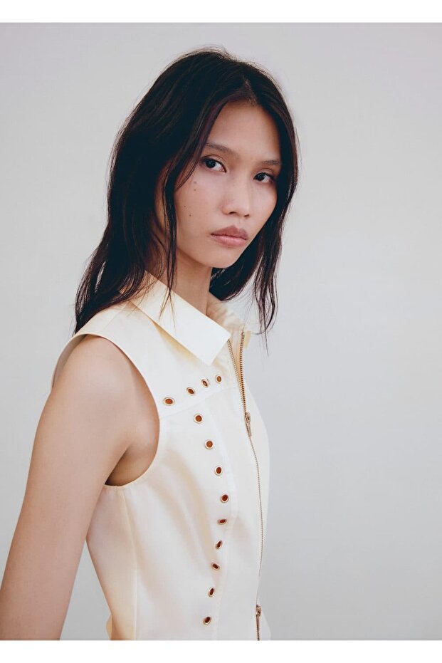 Çivili Fermuarlı Bluz - 4