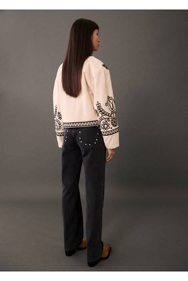 Jachetă din bumbac brodat - 4