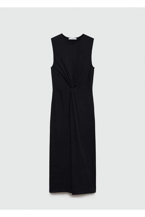 Drape detaylı midi elbise - 3