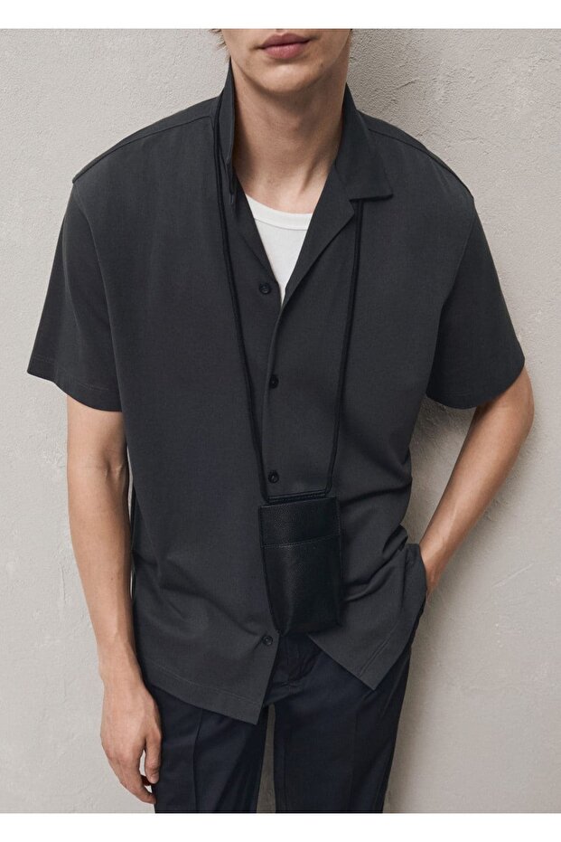 Bowling Yakalı Pamuklu Gömlek - 6