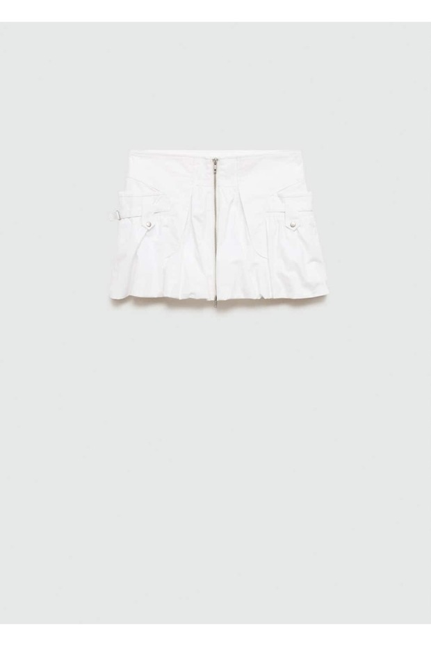 Fermuarlı Balon Mini Etek - 3