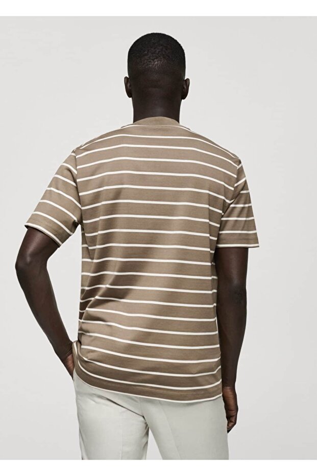 Pamuklu Çizgili Tişört - 4