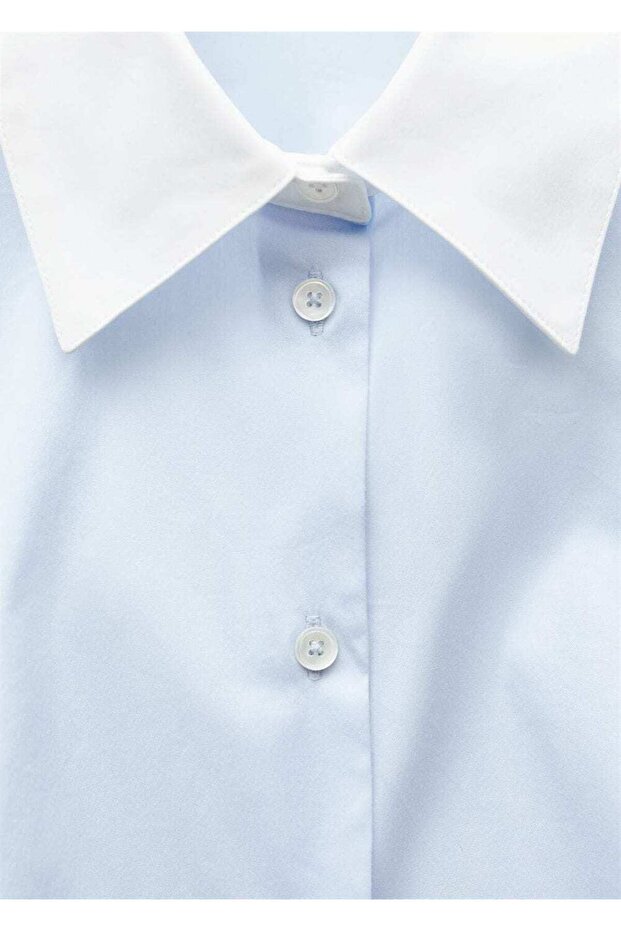 Kontrast detaylı poplin gömlek - 5