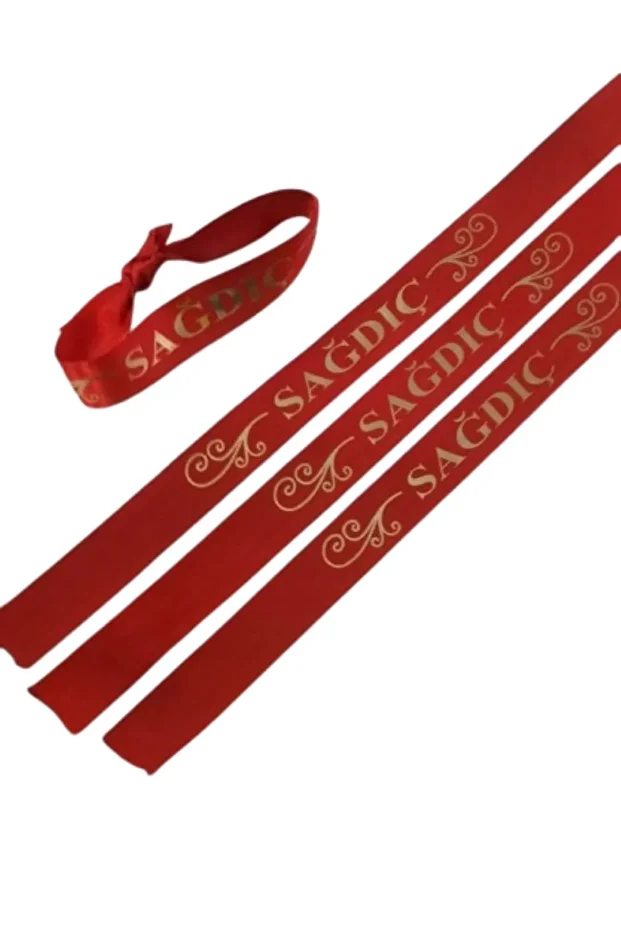 3 Adet Sağdıç Kurdelesi Kırmızı Sağdıç Kolluk Kurdele 3 cm. Sağdıç Kırmızı Saten Kurdele - 4