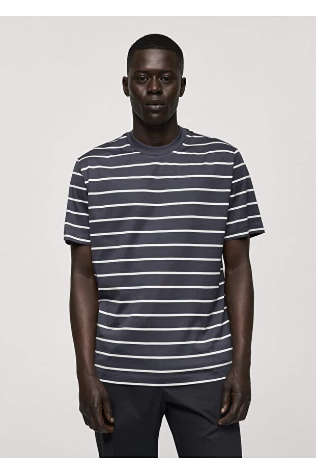 Βαμβακερό ριγέ μπλουζάκι - 1