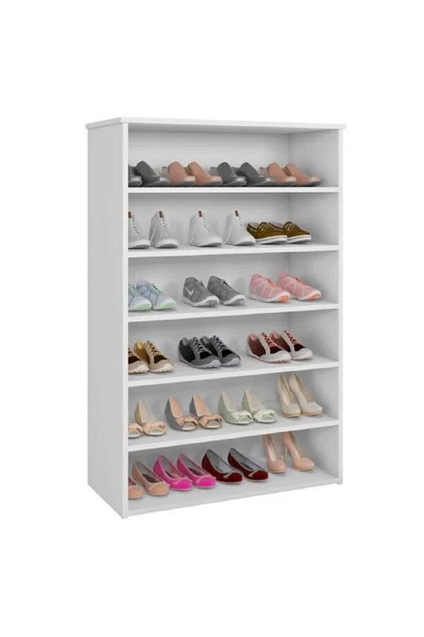 Beyaz Ayakkabılık, Açık Raflı Ayakkabılık, %100 Mdf Ayakkabılık, Ayakkabı Standı - 3