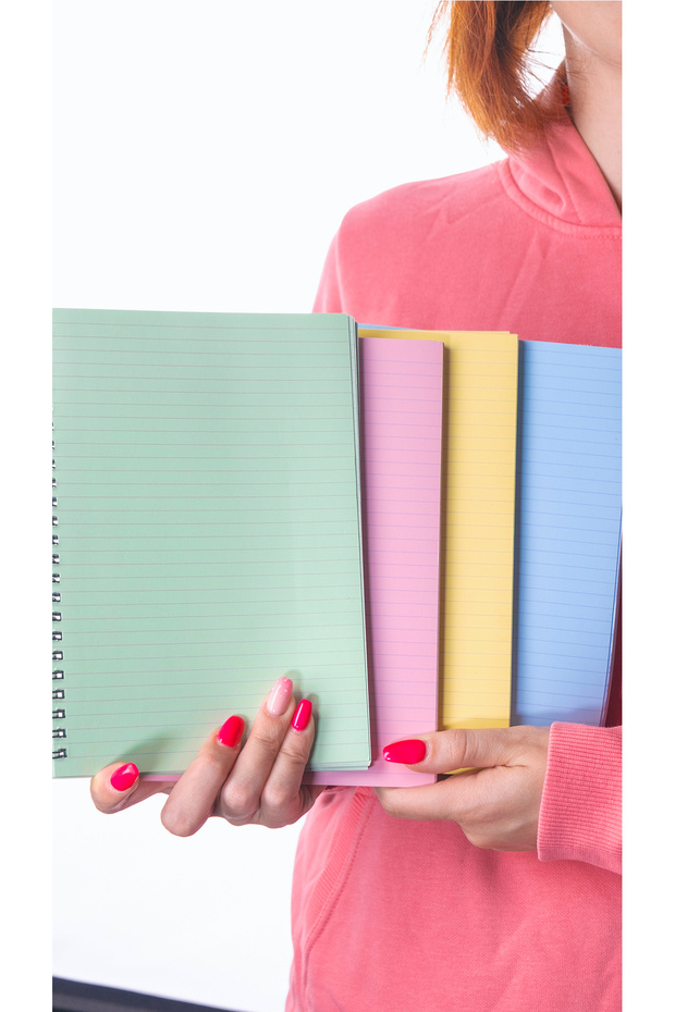 A5 Spiral School Notebook 50 Sheets 100 Pages Set of 4 - Colored Notebook - Lined Notebook - 1