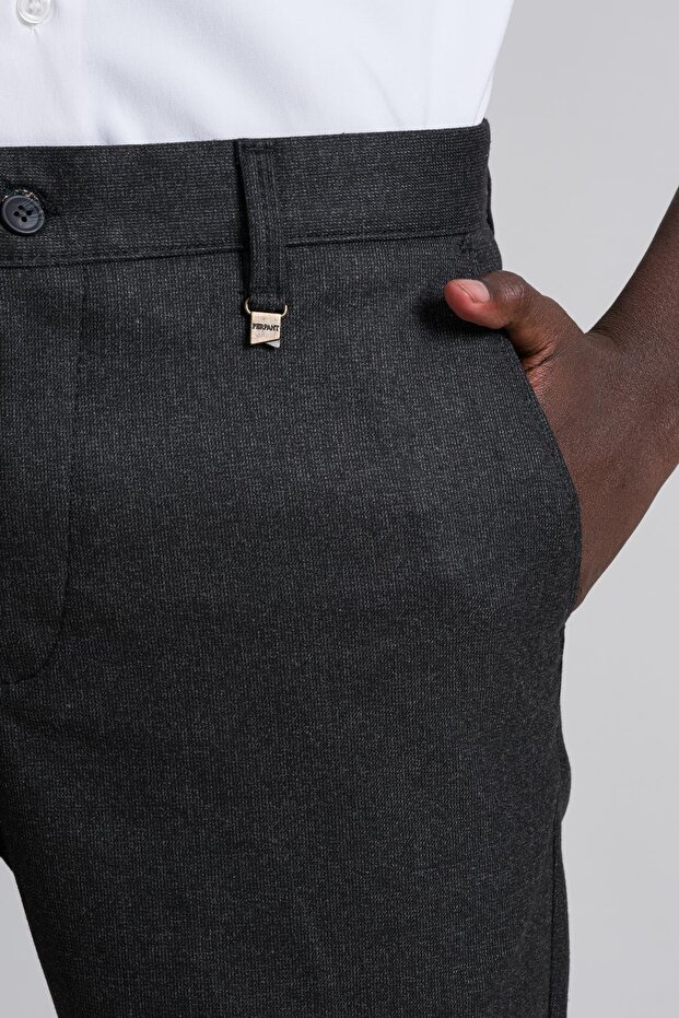 Armürlü Bitik Desenli Regular Fit Kışlık Kumaş Pantolon - 5