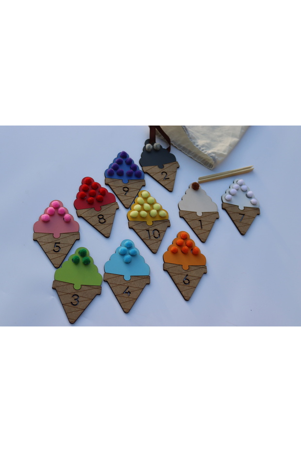 Montessori, Fun Ice Cream Number and Color Matching Set