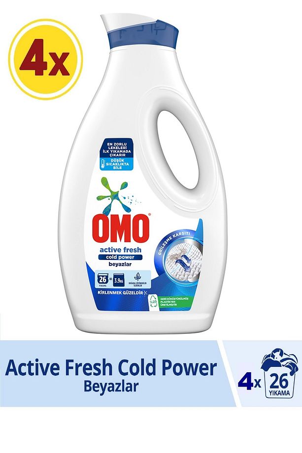 Sıvı Çamaşır Deterjanı Active Fresh Cold Power Beyazlar 1690 ml X 4 Adet - 1