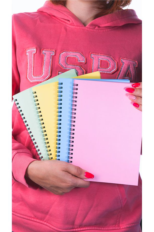 A5 Spiralli Okul Defteri 50 Yaprak 100 Sayfa 4'lü Set - Çizgisiz Defter - Renkli Defter - 7