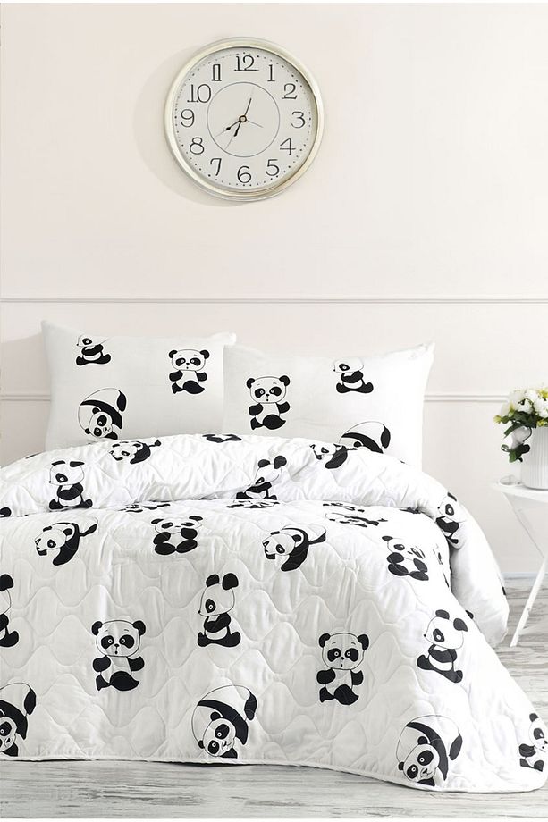 Tek Kişilik Kapitone Yatak Örtüsü Seti Panda - 1