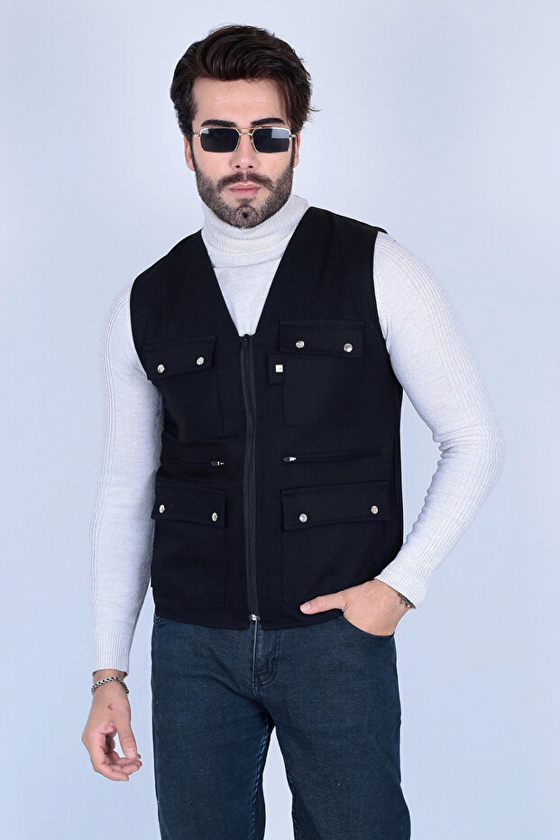 ,,Men's Summer Vest with Multiple Pockets - 1