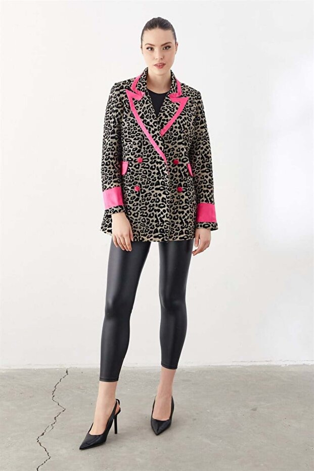 Leopard Patterned Jacket Fuchsia - 3