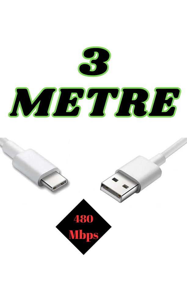 3 Metre Xiaomi Oppo Reeder Huawei Uyumlu Usb To Type C Örgülü 2 Amper Şarj Kablosu - 1