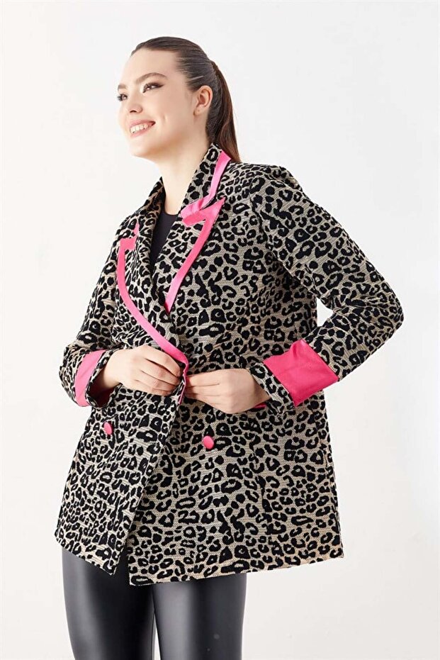 Leopard Patterned Jacket Fuchsia - 2