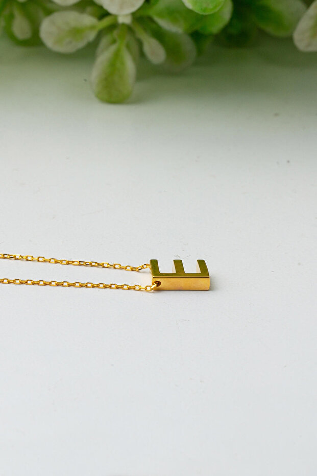 22 Ayar E Harfi Altın Kolye - 6