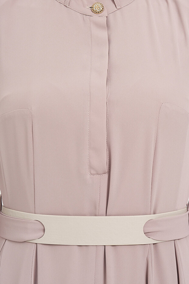 Hakim Yaka Şifon Elbise - 6