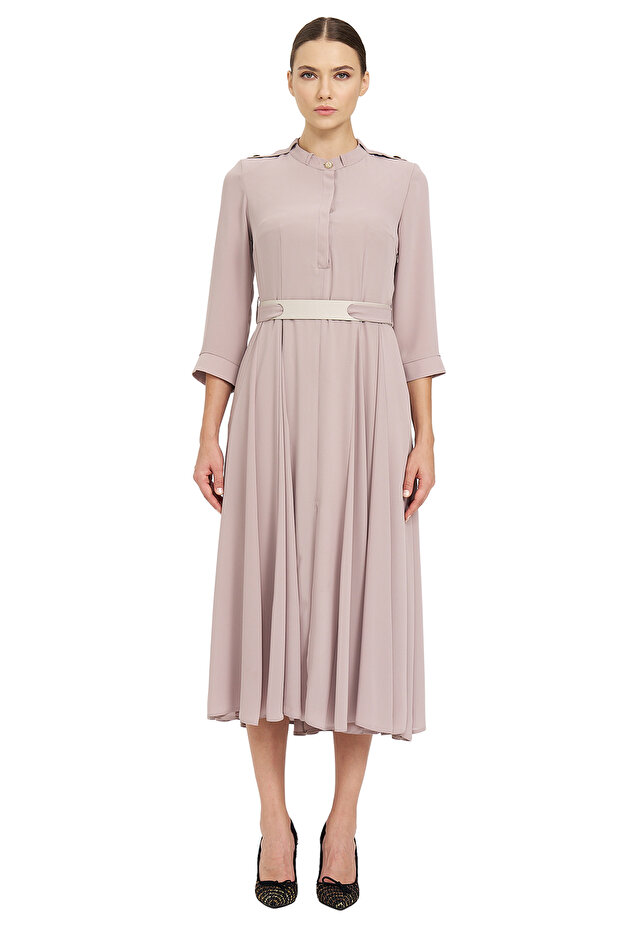 Hakim Yaka Şifon Elbise - 1