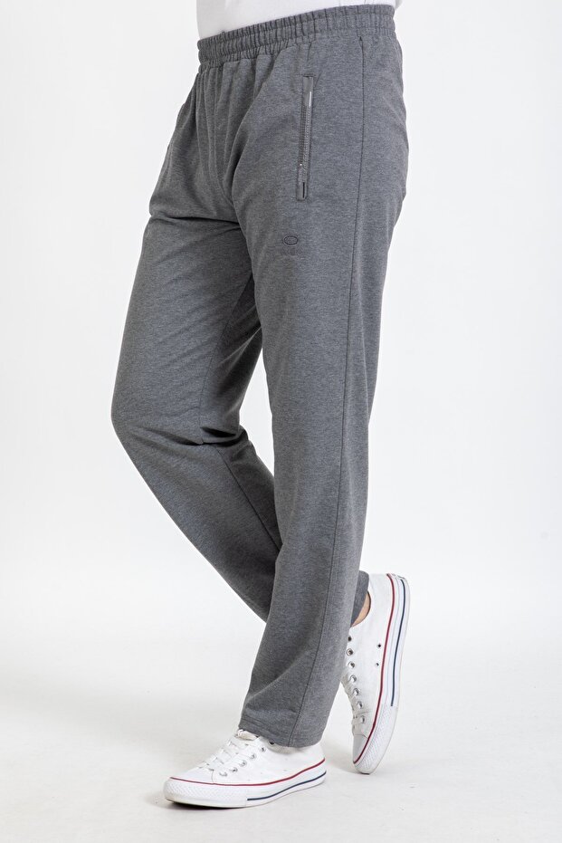 Men's Trousers Cut Elastic Waist Lycra Compak Sweatpants 2570-smoked