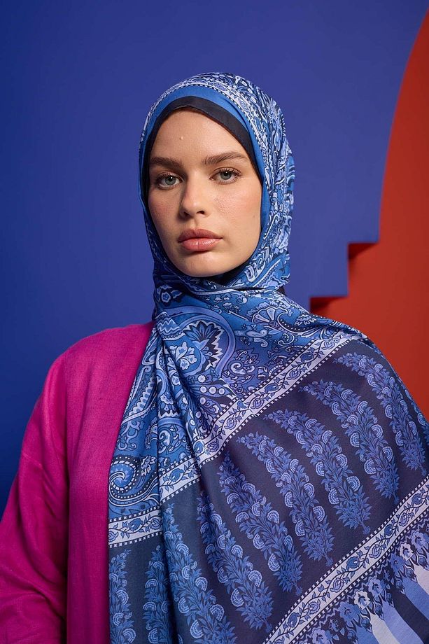 Marrakech Koleksiyon Soft Şal Lacivert Siyah 3049-04 - 1
