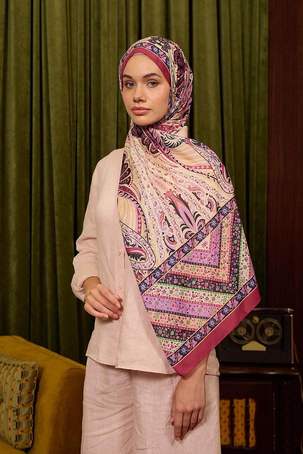 Marrakech Koleksiyon Soft Şal Şeftali Kırmızı 3047-09 - 4