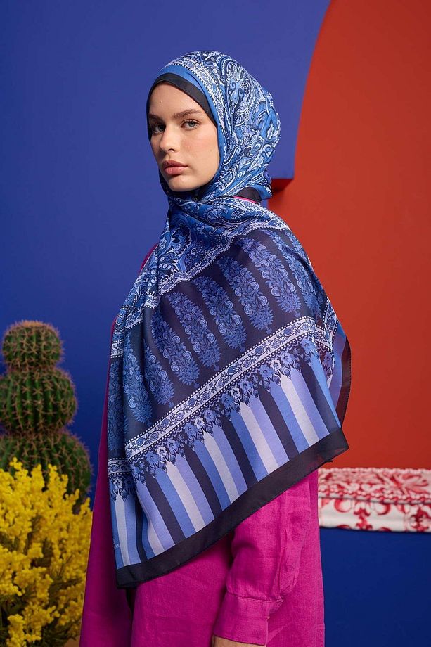 Marrakech Koleksiyon Soft Şal Lacivert Siyah 3049-04 - 3