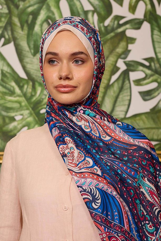 Marrakech Koleksiyon Soft Şal Lacivert Mavi 3047-05 - 1