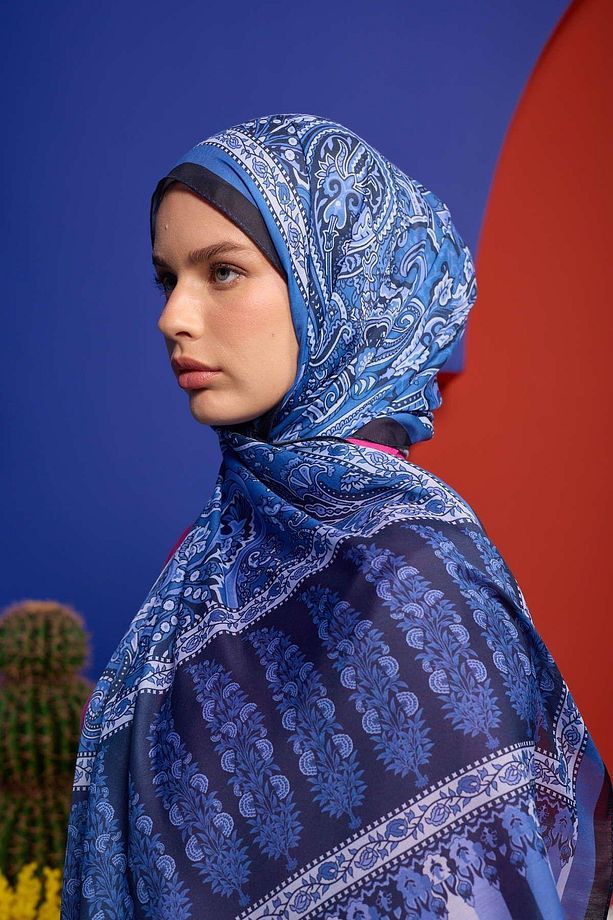 Marrakech Koleksiyon Soft Şal Lacivert Siyah 3049-04 - 4