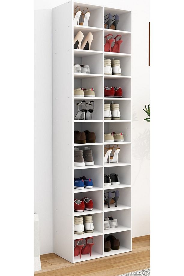 Beyaz Ayakkabılık, %100 Mdf Ayakkabı Dolabı, Ayakkabılık Rafı, 22 Raflı Ayakkabılık - 4