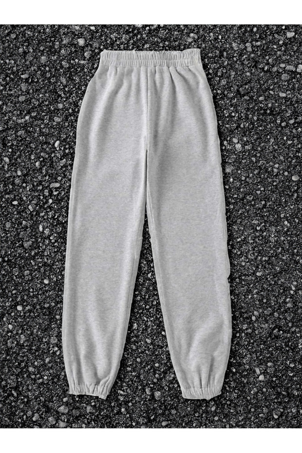 Jogger Sweatpants - Black and Gray Rubber Cuffed High Waist