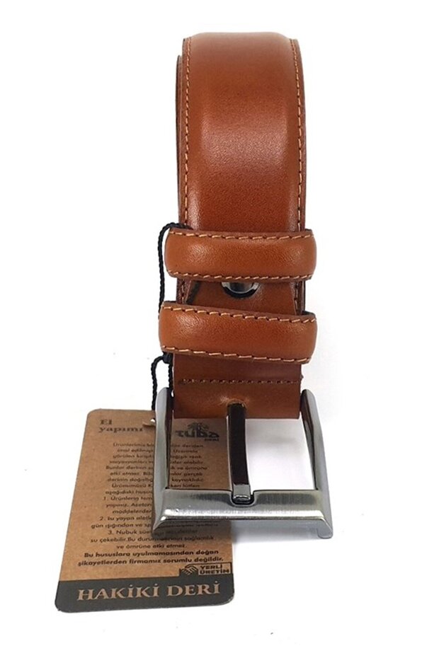 Cst Men's Inner and Outer Leather Belt 3.5cm.-tan