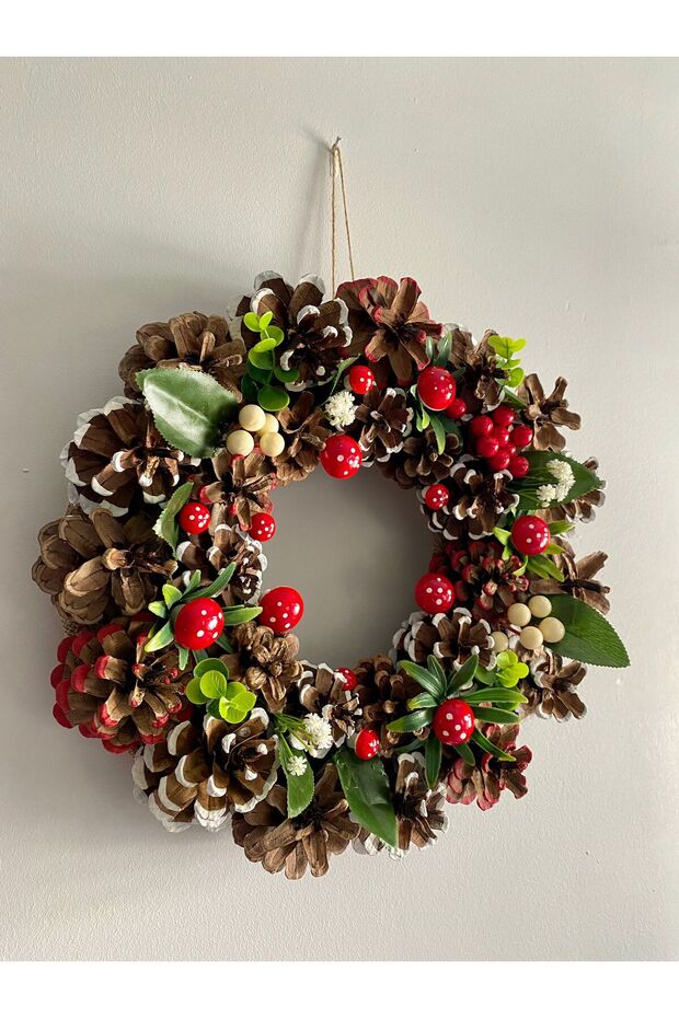 Pinecone and Mushroom Door Decoration Wreath Christmas Accessory Gici