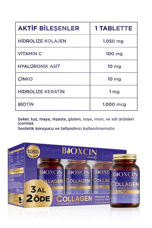 Beauty Collagen Tablet 3 Al 2 Öde - Tip1 Tip 3 Hidrolize Kolajen - 8