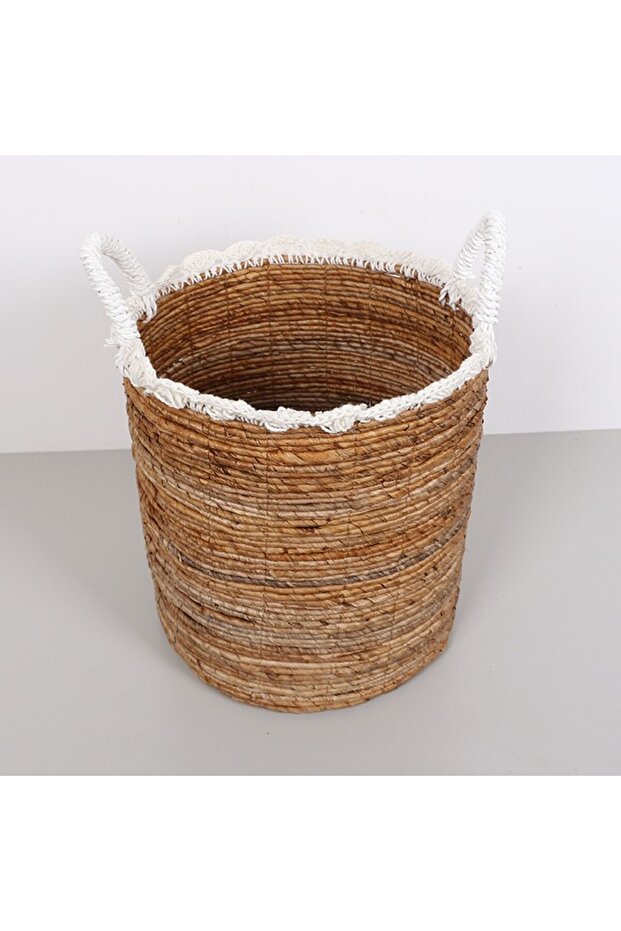 Trabzon 37X40X48 Cm. Natural Abaka Handmade Basket L