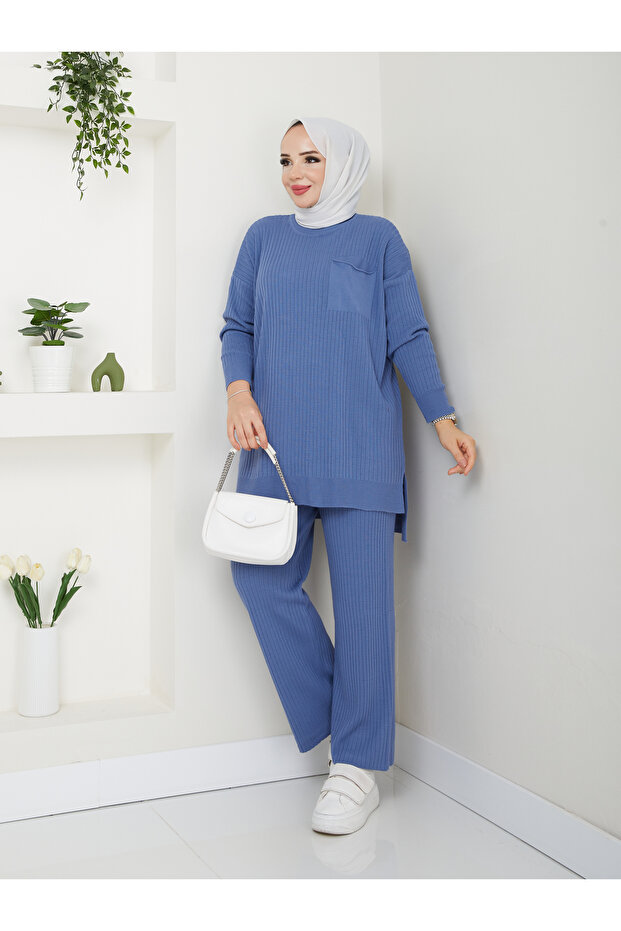 Wonderful Rib Detailed Knitwear, Comfortable and Stylish Trousers, Double Set