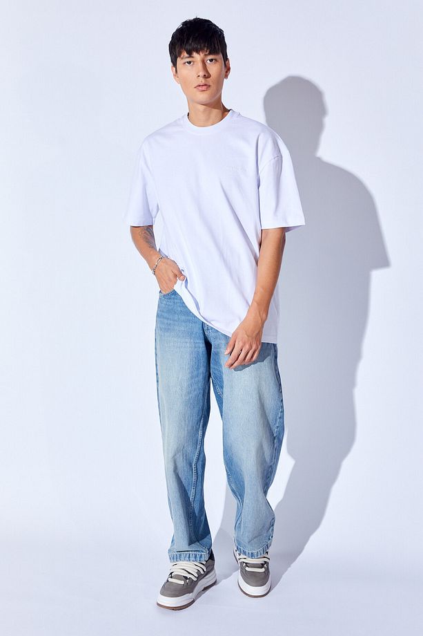 Beyaz  Kalın Gramajlı Soft Dokulu Fırçalı Yüksek Baskılı Oversize Erkek Tshirt | MNN211049-01 - 8