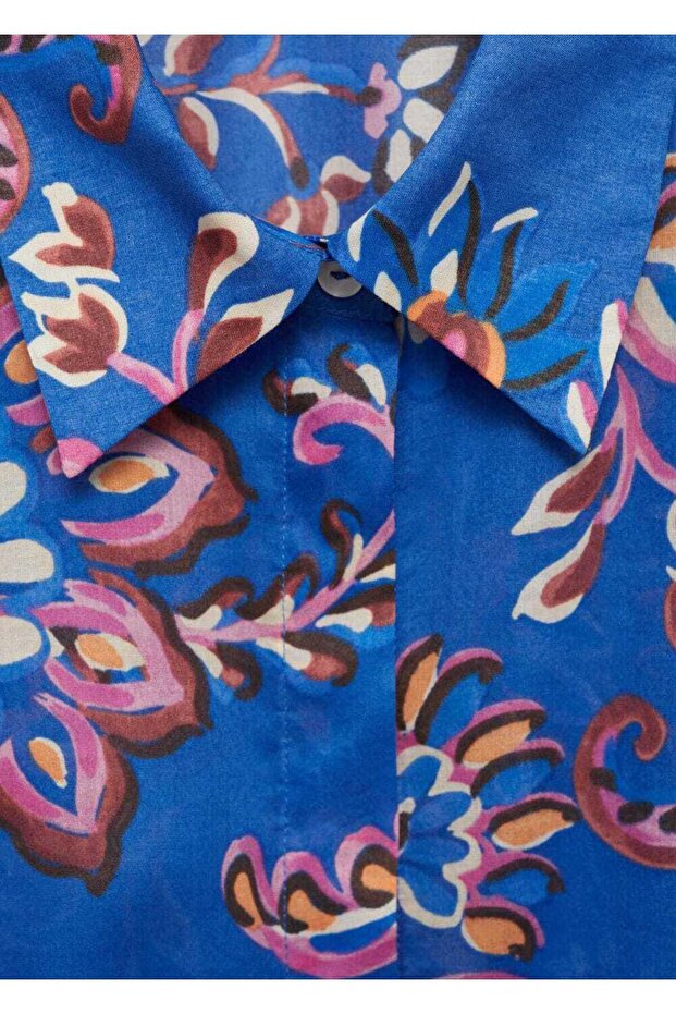 Çiçekli Dökümlü Gömlek - 5