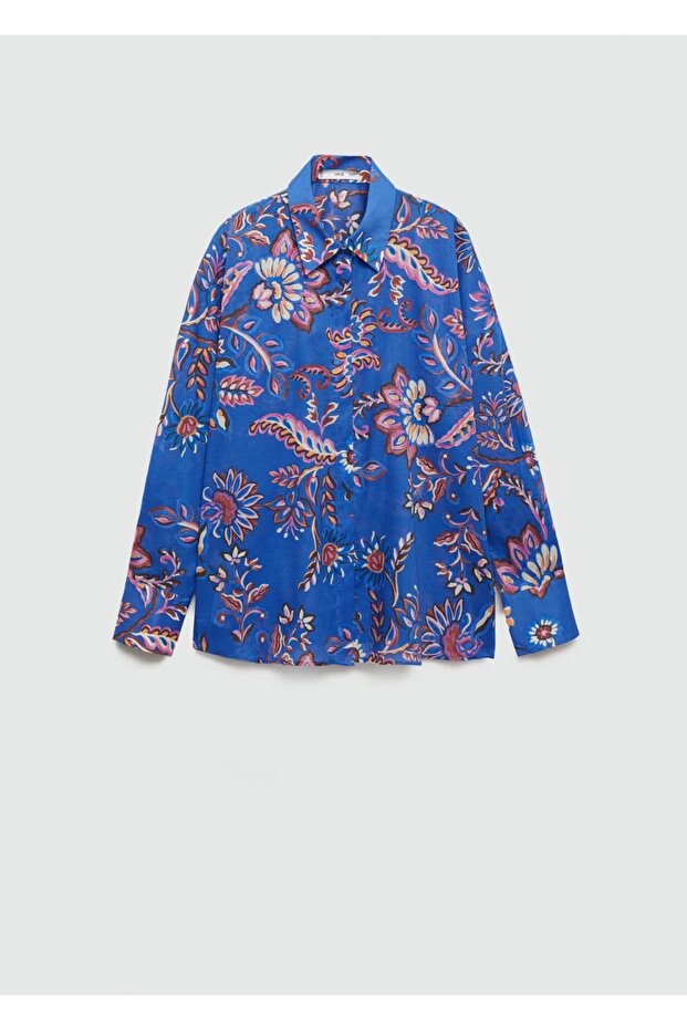 Çiçekli Dökümlü Gömlek - 3