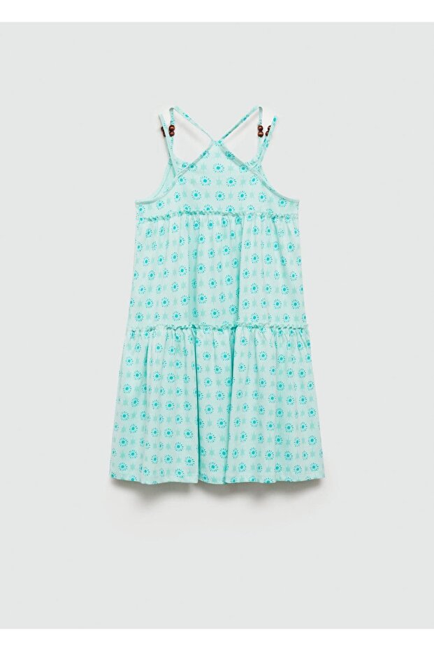 Boncuklu Baskılı Elbise - 4