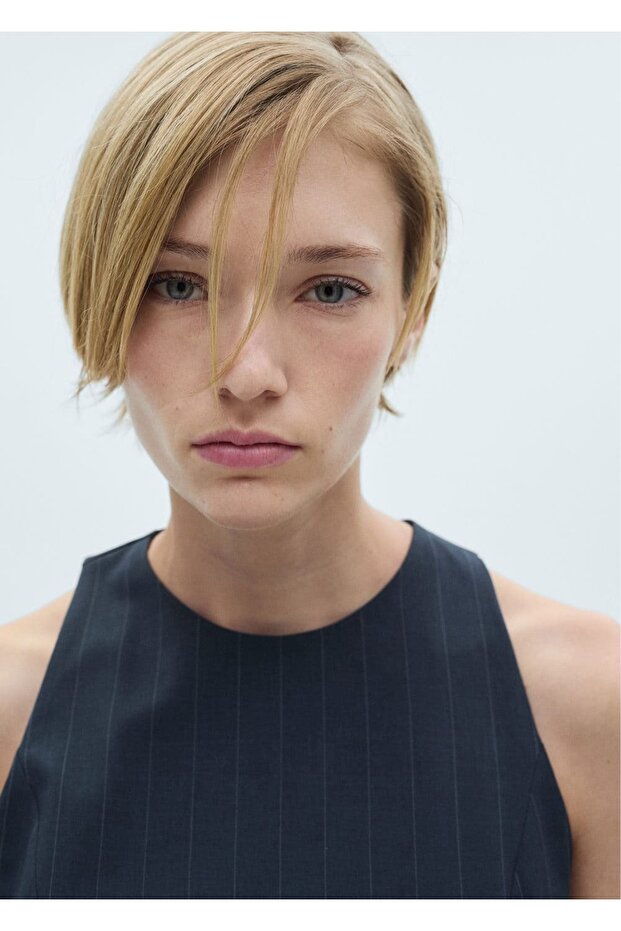 Çizgili kısa elbise - 8