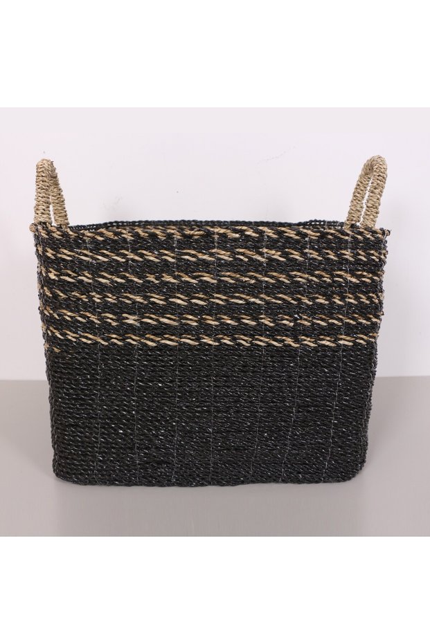 Black Sea Banana Fiber Handmade Large Basket 47X50X45 cm