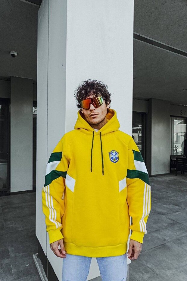 Brazil Oversize Unisex Kapüşonlu Sweatshirt - 1