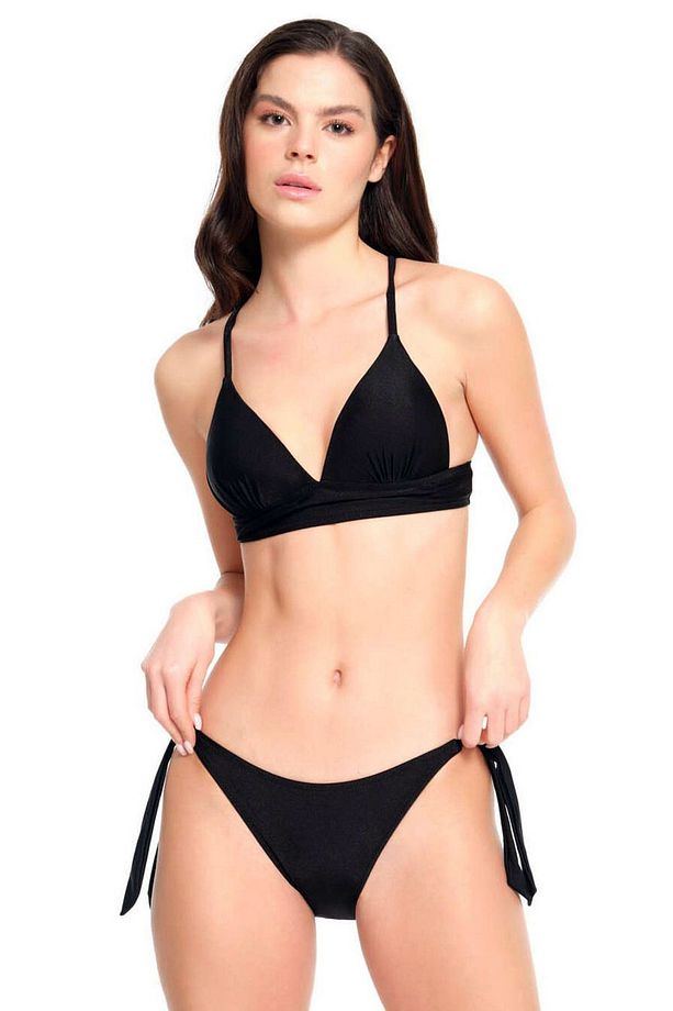 Göğüs Altı Bantlı Üçgen Kesim Destekli Push-Up Ayarlanabilir Bağlamalı Slip Alt Kesim Bikini Takımı - 3