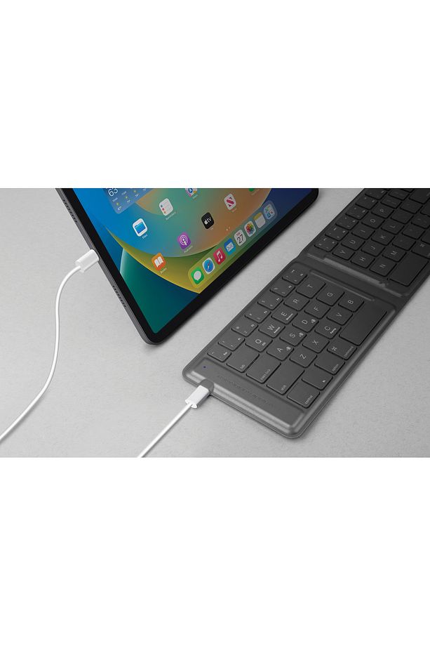 Forio Serisi Katlanabilir Kablosuz Bluetooth Klavye Ergonomik Ingilizce Q Type-C Şarjlı - 3